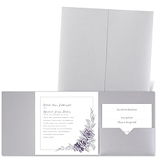 Custom Roses - Silver Shimmer - Pocket Invitation