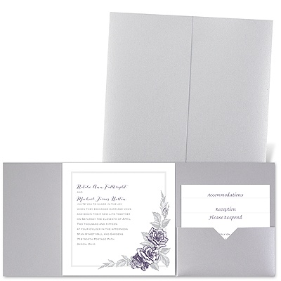 Custom Roses - Silver Shimmer - Pocket Invitation