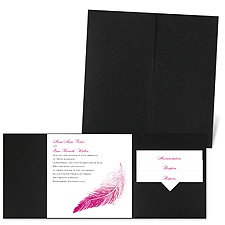 Delicate Feather - Black - Pocket Invitation