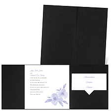 Watercolor Blossoms - Black - Pocket Invitation