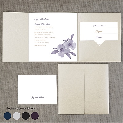 Watercolor Blossoms - Pocket Invitation