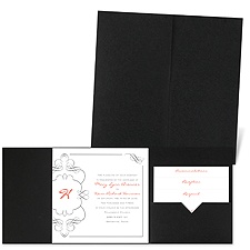 Calligraphy Monogram Accents - Black - Pocket Invitation