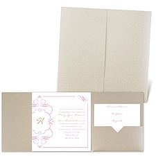 Calligraphy Monogram Accents - Gold Shimmer - Pocket Invitation