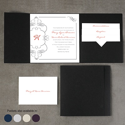 Calligraphy Monogram Accents - Pocket Invitation
