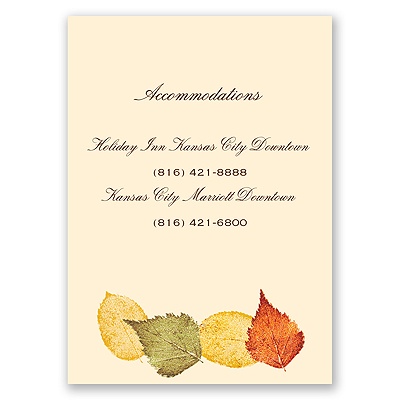 Touch of Autumn - Accommodations Card