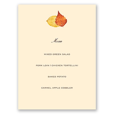 Touch of Autumn - Menu Card