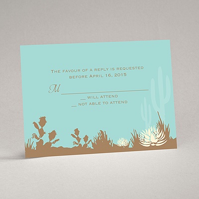 Desert Blooms - Aqua - Response Card and Envelope