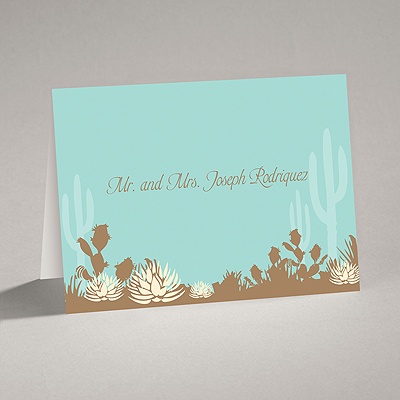 Desert Blooms - Aqua - Thank You Card and Envelope