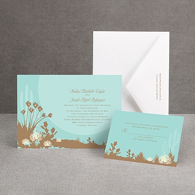 Desert Blooms - Aqua - Invitation