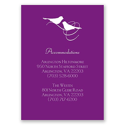 Pretty Birds - Accommodations Card