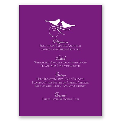 Pretty Birds - Menu Card