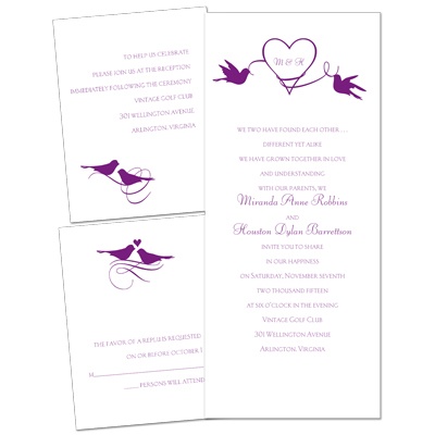 Pretty Birds - 3 for 1 Invitation