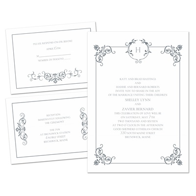Delicate Scrolls - 3 for 1 Invitation