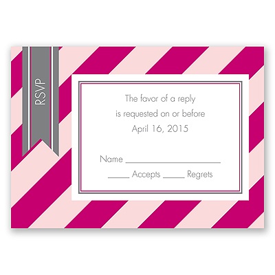 Hip Stripes - Berry - Response Card and Envelope