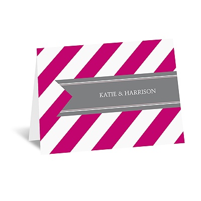Hip Stripes - Berry - Thank You Card and Envelope