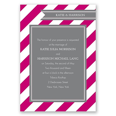 Hip Stripes - Berry - Invitation