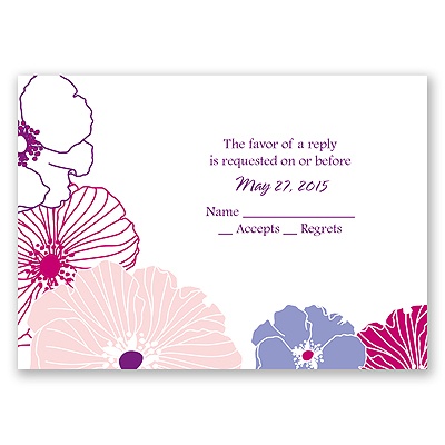 Hip Blossoms - Berry - Response Card and Envelope