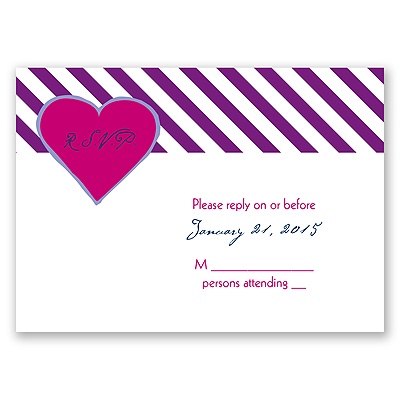 Hip Heart - Berry - Response Card and Envelope