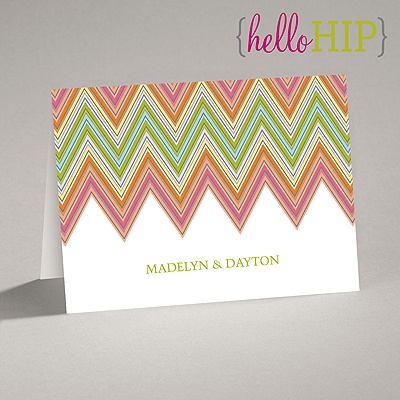 Hip Chevron - Fresh - Thank You Card and Envelope