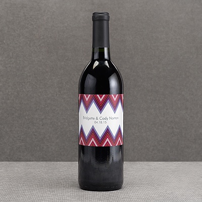 Hip Chevron - Berry - Wine Bottle Label
