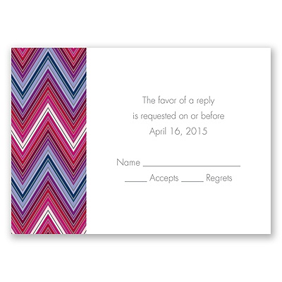 Hip Chevron - Berry - Response Card and Envelope
