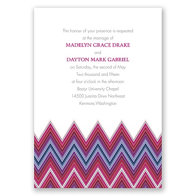 Hip Chevron - Berry - Invitation