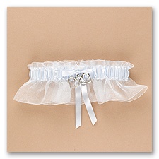 Blue Wedding Garter With Silver Hearts