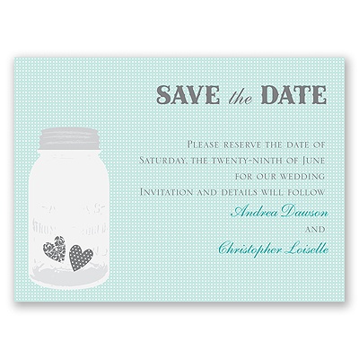 Jar of Hearts - Aqua - Save the Date Card