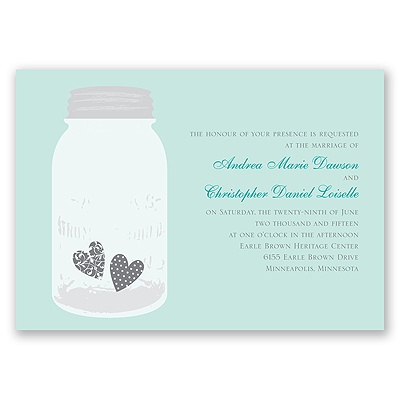Jar of Hearts - Aqua - Invitation