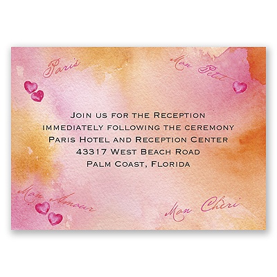 Watercolor Paris - Pink - Reception Card