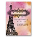 Watercolor Paris - Pink - Save the Date Card