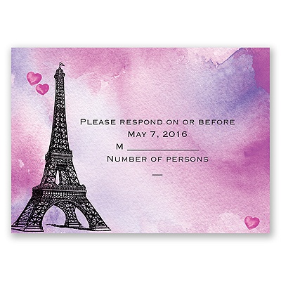 Watercolor Paris - Purple - Response Card and Envelope