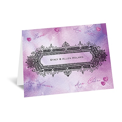 Watercolor Paris - Purple - Thank You Card and Envelope