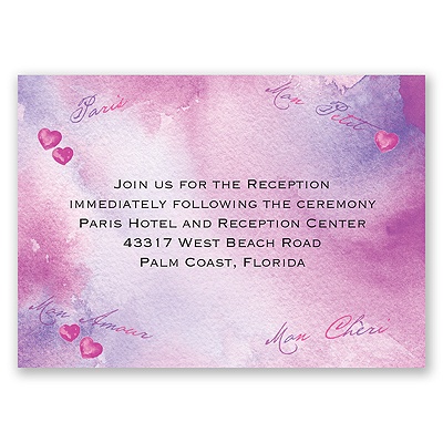 Watercolor Paris - Purple - Reception Card