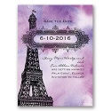 Watercolor Paris - Purple - Save the Date Card