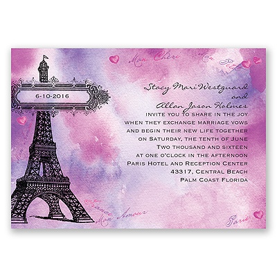 Watercolor Paris - Purple - Invitation