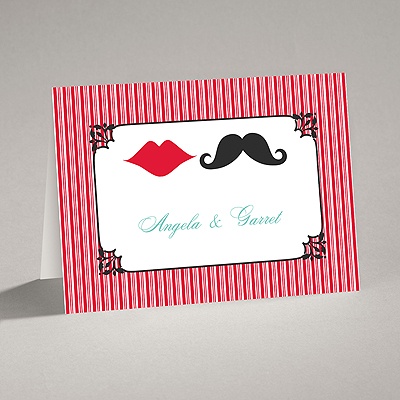 Moustache Kisses - Cherry - Thank You Card and Envelope