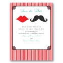 Moustache Kisses - Cherry - Save the Date Card