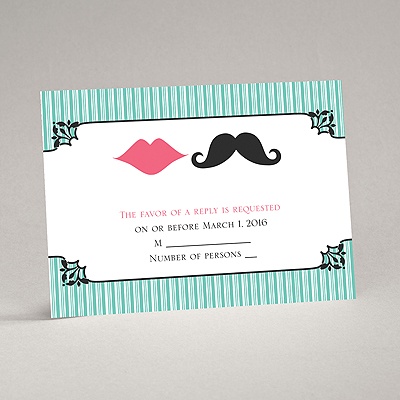 Moustache Kisses - Surf - Response Card and Envelope