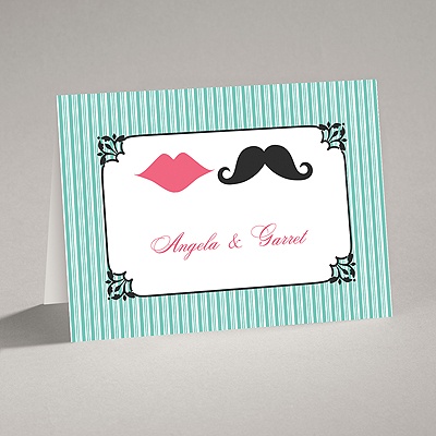 Moustache Kisses - Surf - Thank You Card and Envelope