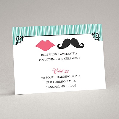 Moustache Kisses - Surf - Reception Card
