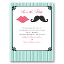 Moustache Kisses - Surf - Save the Date Card