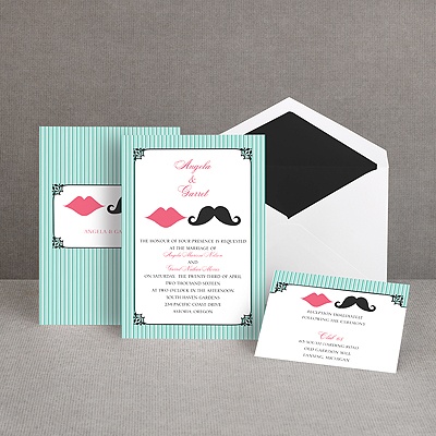 Moustache Kisses - Surf - Invitation