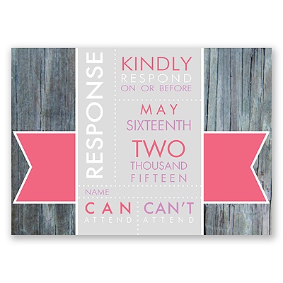 Rustic Banner - Posie Pink - Response Card and Envelope