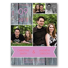 Rustic Banner - Posie Pink - Save the Date Card