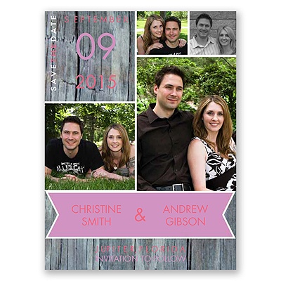 Rustic Banner - Posie Pink - Save the Date Card