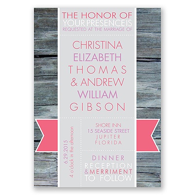 Rustic Banner - Posie Pink - Invitation