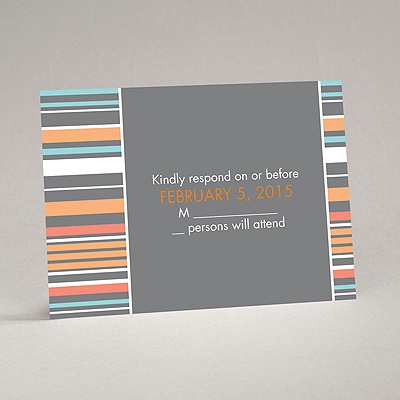 Chic Pinstripe - Pewter - Response Card and Envelope