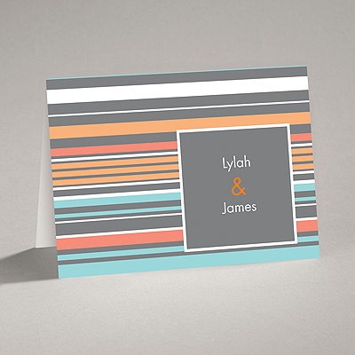 Chic Pinstripe - Pewter - Note Card and Envelope