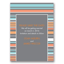 Chic Pinstripe - Pewter - Save the Date Card